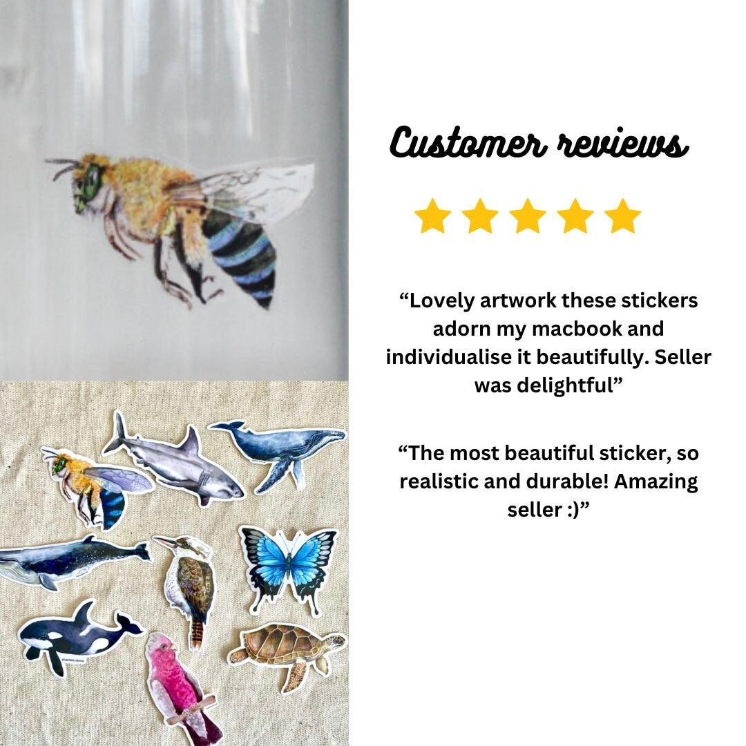 Blue Banded Bee Sticker: Waterproof Vinyl Decal