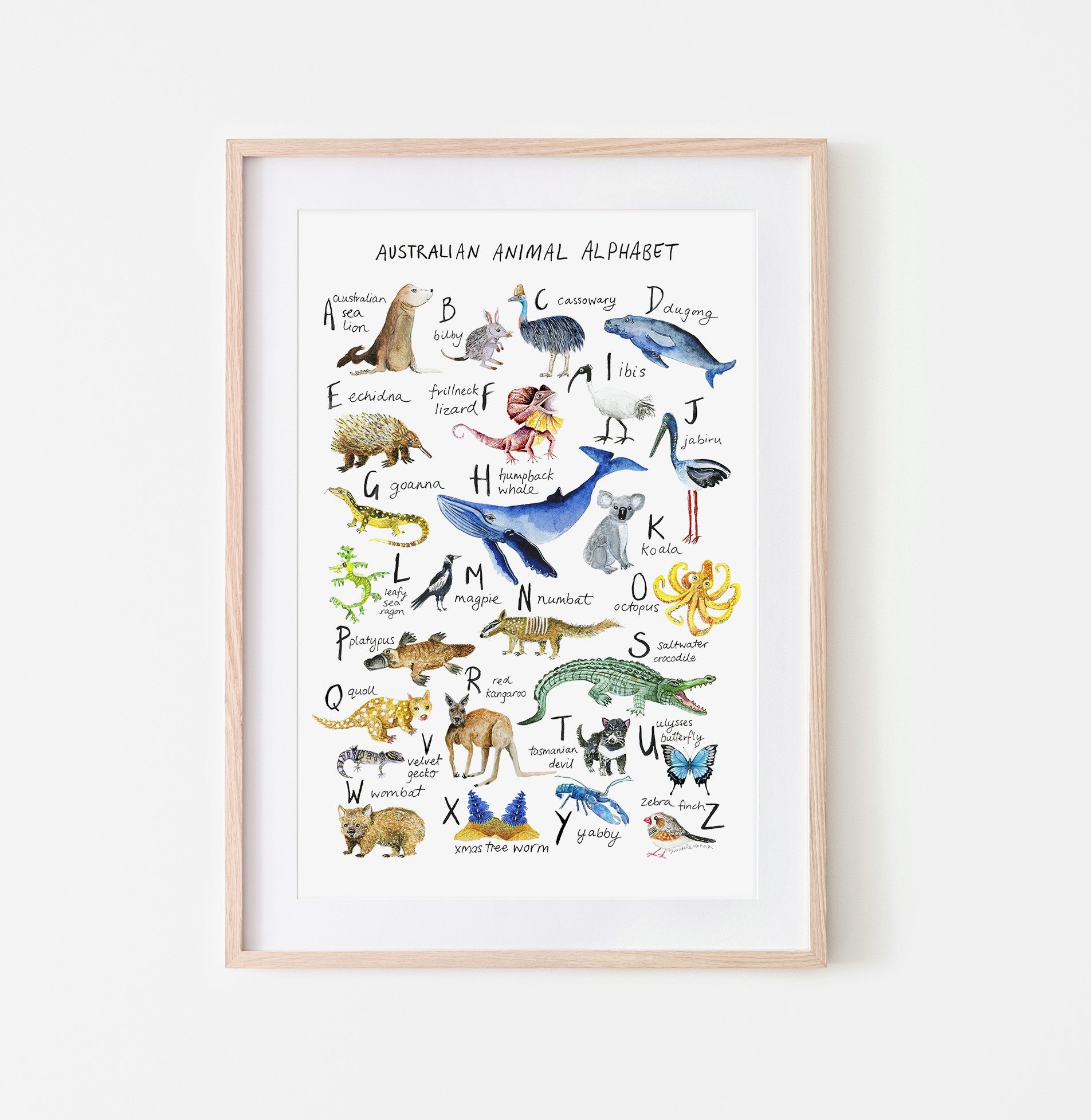 Australian animal alphabet print