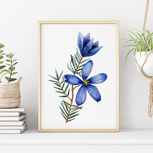 Blue finger flower print