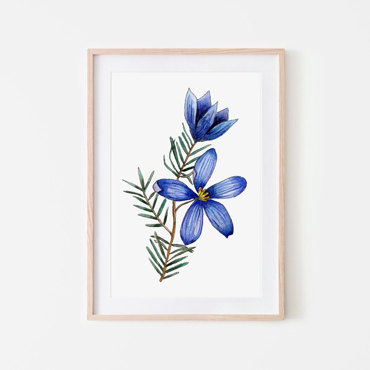Blue finger flower print