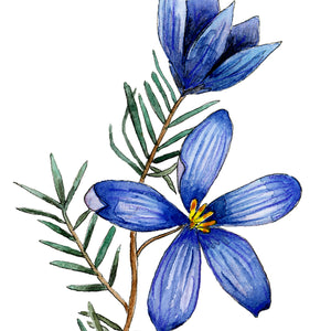 Blue finger flower print