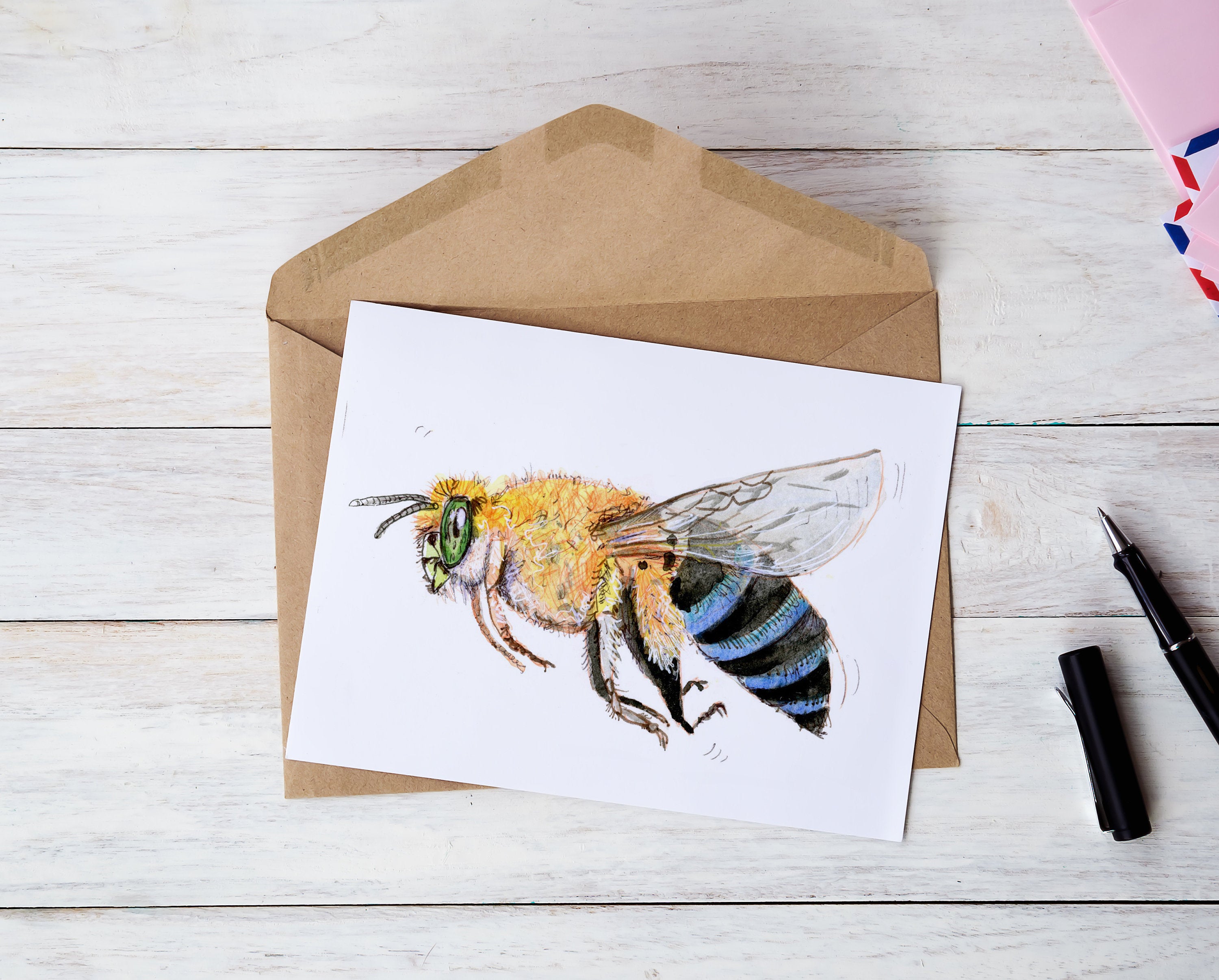 Native blue banded bee greeting card