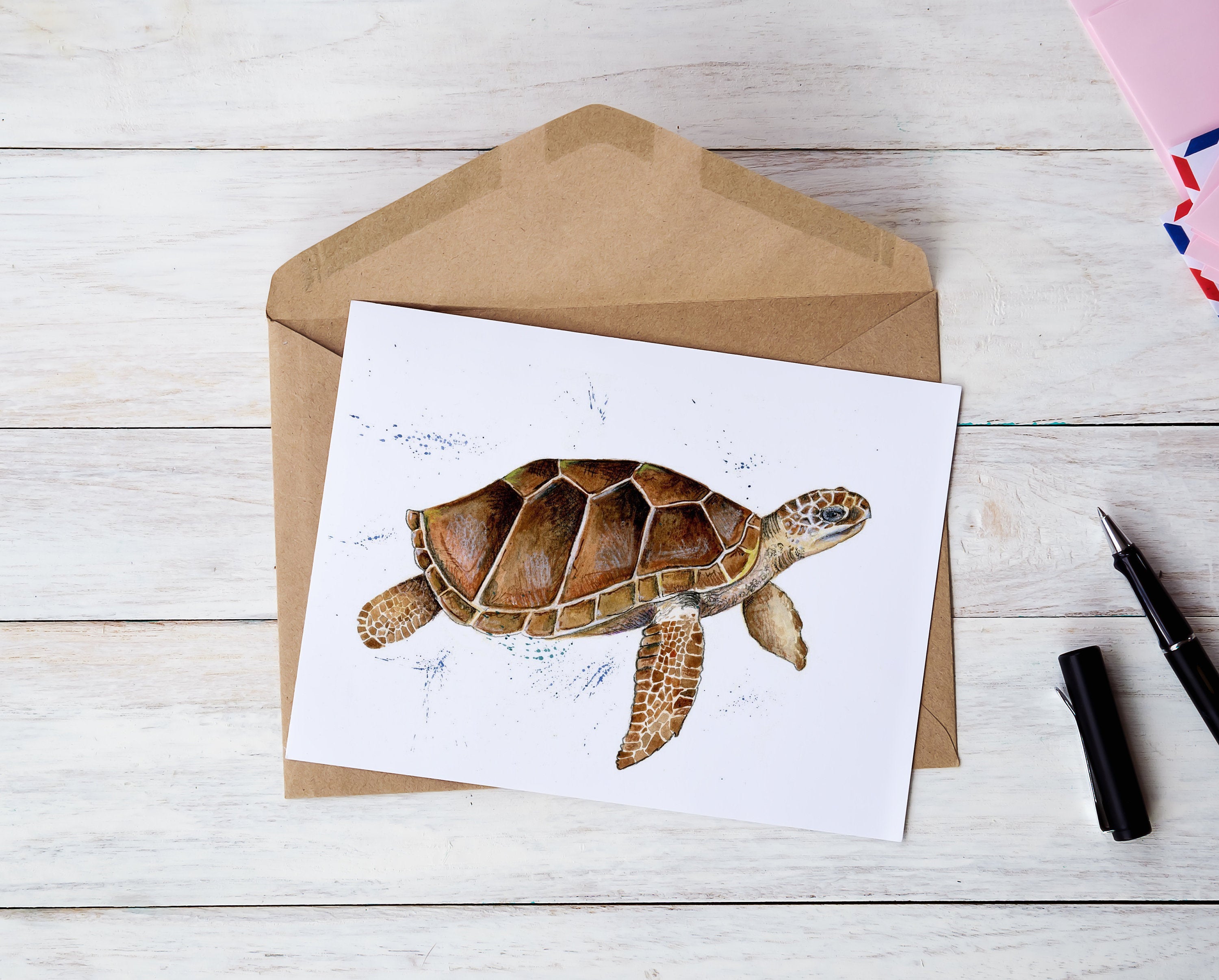 Loggerhead turtle greeting card